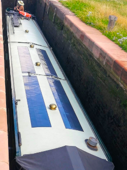 Solar Panels on narrowboat in lock